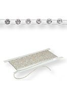 Plastik Strass Borte ss13 (4,1mm) weiter Abstand 12 rows, Crystal F (C00030), White plastic base, Wh