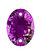 Oval Aufnähstrass flach 2 Loch 16x11mm Amethyst