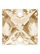 Square Aufnähstrass flach 2 Loch 16mm Crystal Golden Shadow