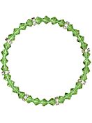 Glitzerndes Crystal Strass Armband Damen, Durchmesser 5,5cm, Peridot White Bronze