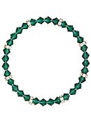 Glasperlen Armband Damen, Durchmesser 5,5cm, Emerald White Bronze