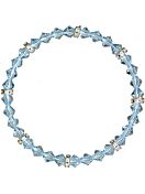 Glitzerndes Crystal Strass Armband Damen, Durchmesser 5,5cm, Aquamarine White Bronze