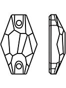 Hexagon Aufnähstrass flach 2 Loch 28x17mm Crystal