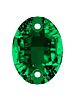 Oval Aufnähstrass flach 2 Loch 14x10mm Emerald