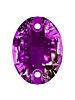 Oval Aufnähstrass flach 2 Loch 16x11mm Amethyst