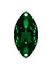 Navette Aufnähstrass flach 2 Loch 12x6mm Emerald