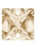 Square Aufnähstrass flach 2 Loch 12mm Crystal Golden Shadow